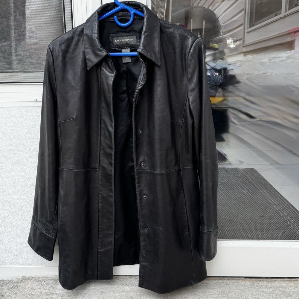 Women's Banana Republic Black Leather Jacket, Size Medium - Great Condition!